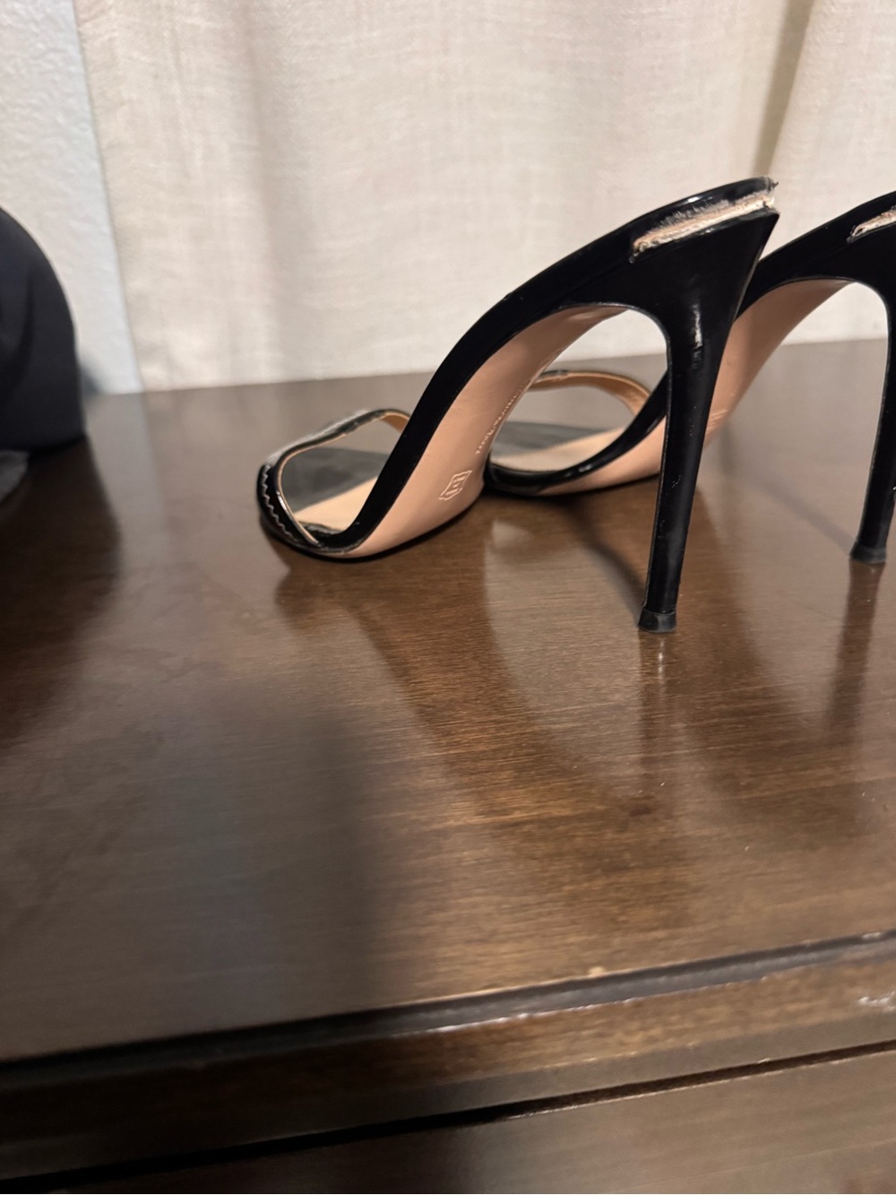 Gianvito Rossi Black Patent Stiletto Slide Heels
